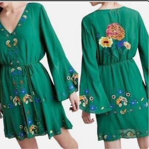 Farm Rio Anthropologie Jessalyn embroidered tunic dress S